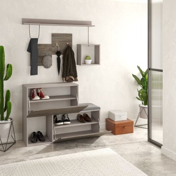 Armoire à chaussures Holdon en gris tourterelle café foncé