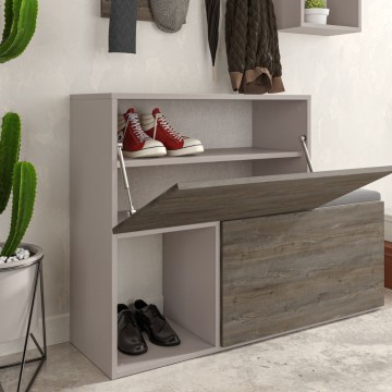 Armoire à chaussures Holdon en gris tourterelle café foncé
