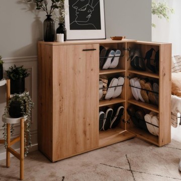 Satos02A meuble à chaussures en chêne 2 portes et 8 étagères