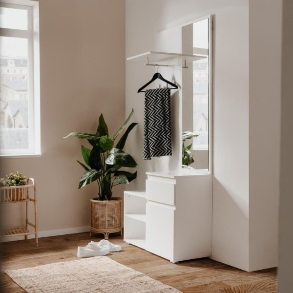 Image41B armoire d'entrée blanche avec miroir Image41B armoire d'entrée blanche avec miroir