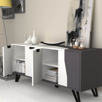 Buffet Jasmine 4 portes 160x45x63H cm. blanc fonte