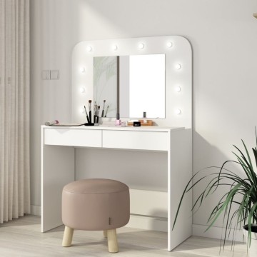 Toilette 1780 avec miroir, lumières et tiroirs blancs
