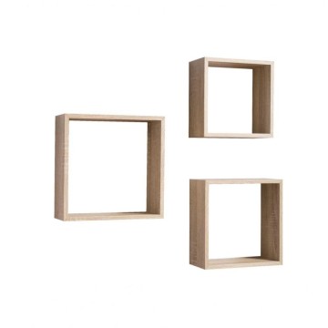 Set de 3 étagères murales Shelvy Cub shape sonoma colour