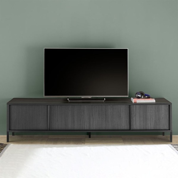 Giugi Meuble TV 4 portes frêne noir 206x40x51 Giugi Meuble TV 4 portes frêne noir 206x40x51