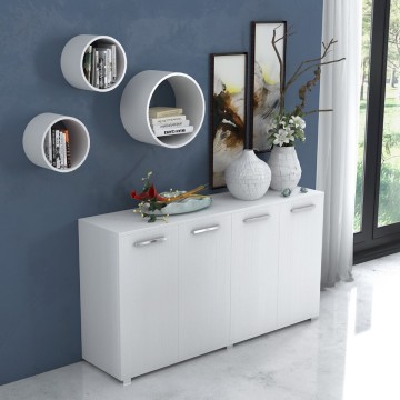 Polyvalent Viareggio 180 cm 4 portes Blanc cendré