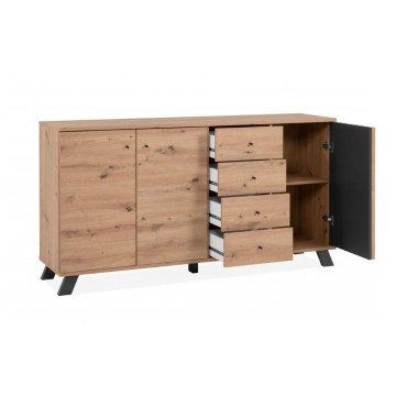 Medan51C buffet 3 portes et 4 tiroirs chêne anthracite