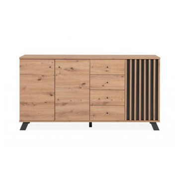 Medan51C buffet 3 portes et 4 tiroirs chêne anthracite