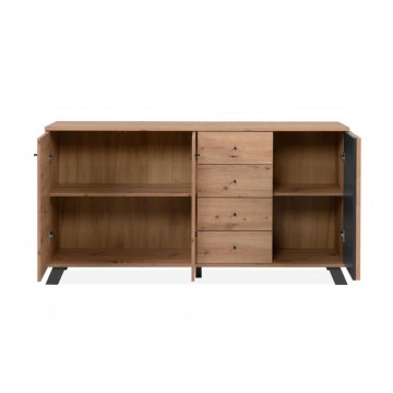 Medan51C buffet 3 portes et 4 tiroirs chêne anthracite