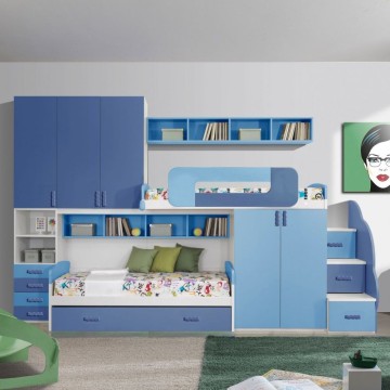 Chambre à coucher du loft de Catane blanche et bleue