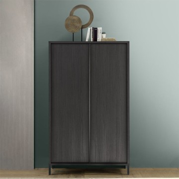 Giugi meuble de rangement 2 portes frêne noir 106x40x177