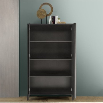 Giugi meuble de rangement 2 portes frêne noir 106x40x177