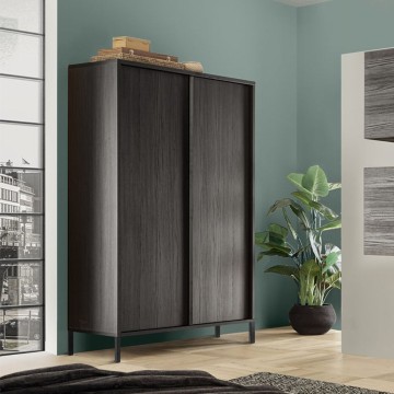 Giugi meuble de rangement 2 portes frêne noir 106x40x177
