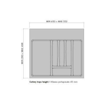 Range-couverts 8104N 6 compartiments par tiroir de 60 cm