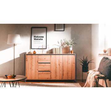Buffet Denver 3 160x40x88H chêne anthracite