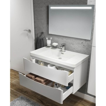 Lesina meuble de salle de bain suspendu blanc brillant 90x48x55