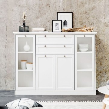 Landwood 53 buffet blanc avec vitrine