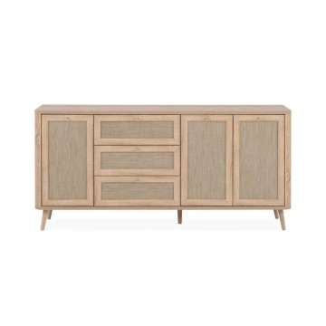 KUTA51A buffet chêne sonoma 3 tiroirs et 3 portes effet raphia