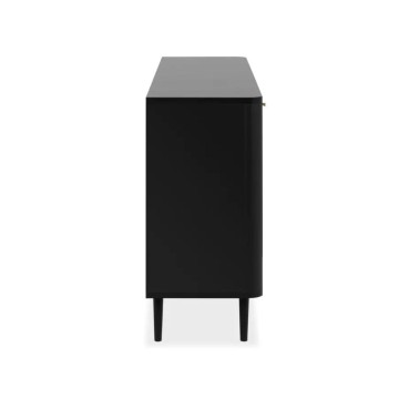 KUTA51A buffet noir 3 tiroirs et 3 portes effet raphia