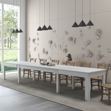 Table Super4 160x90 extensible à 320 cm blanc cendré