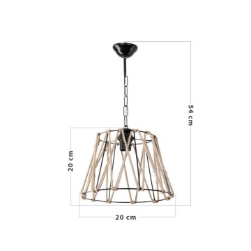 Evren ASZ0881 lampe suspendue en métal noir et corde