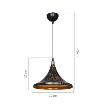 Lampe suspendue en métal Kalyon noir et or ASZ1650
