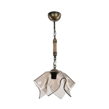 Lampe suspendue Volga MDL3781 or antique et verre fumé