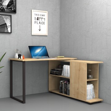 Bureau avec bibliothèque Oslo chêne 120x60 cm.