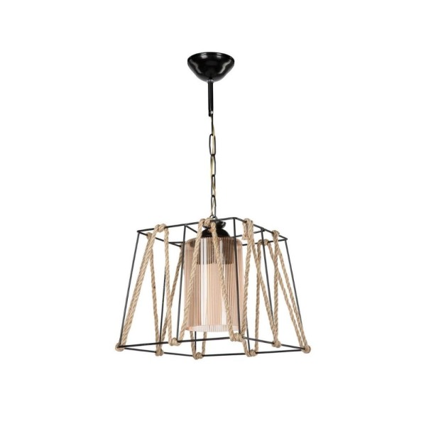 Likya ASZ0990 lampe suspendue en métal noir et corde Likya ASZ0990 lampe suspendue en métal noir et corde