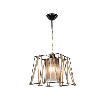 Likya ASZ0990 lampe suspendue en métal noir et corde