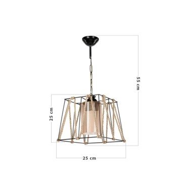 Likya ASZ0990 lampe suspendue en métal noir et corde