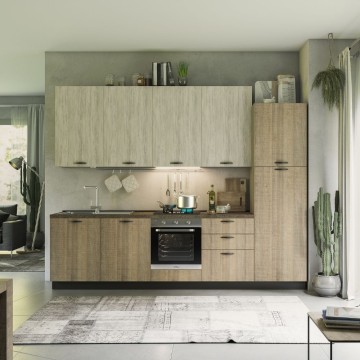 Cuisine Rovigno Mira 300 cm chêne gris et blanc à droite