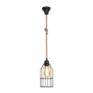 Halat ASZ0549 lampe suspendue en métal noir et corde