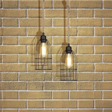 Halat ASZ0549 lampe suspendue en métal noir et corde