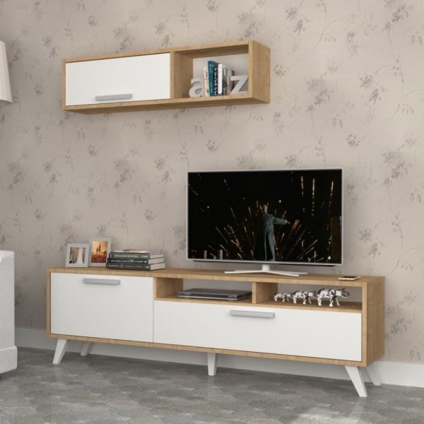 Meuble TV Slim D2306TV180M109 chêne blanc 180x35x47h Meuble TV Slim D2306TV180M109 chêne blanc 180x35x47h