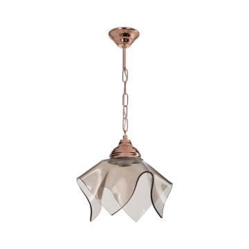 Lampe suspendue Volga MDL3782 en cuivre et verre fumé