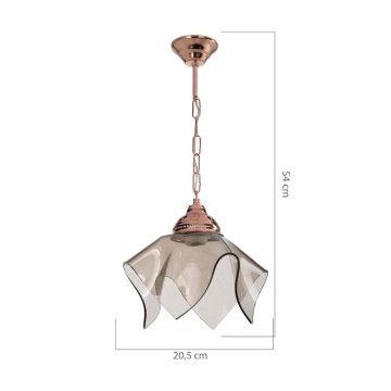 Lampe suspendue Volga MDL3782 en cuivre et verre fumé