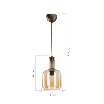 Lampe suspendue Boston MDL3554 avec abat-jour en verre fumé