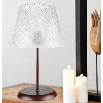 Elva MNG3065 lampe de table en métal et abat-jour en tissu brodé