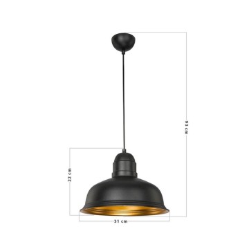 Kumbet MDL3053 lampe suspendue métal noir intérieur or