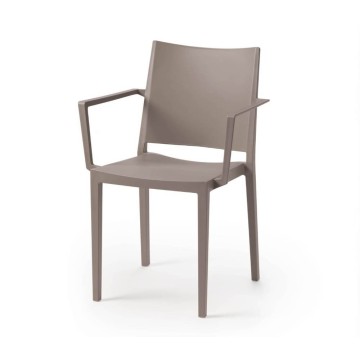 Fauteuil en polypropylène gris tourterelle pour l'intérieur et l'extérieur - Mosk