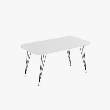 Table basse rectangulaire blanche Reeta avec pieds noirs