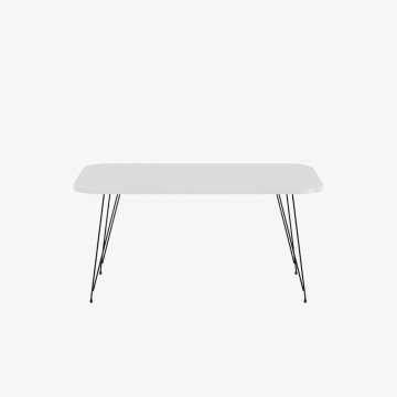 Table basse rectangulaire blanche Reeta avec pieds noirs