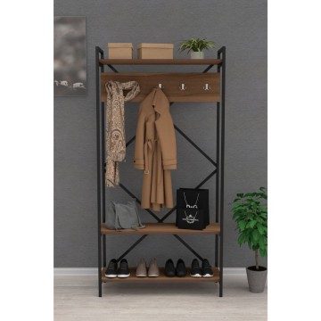 Armoire d'entrée Navis en noyer avec portemanteau et étagère