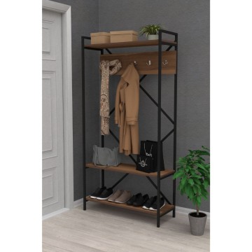 Armoire d'entrée Navis en noyer avec portemanteau et étagère