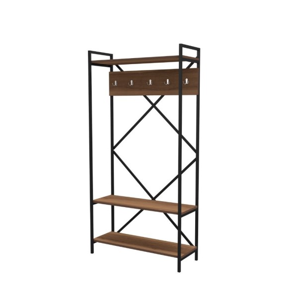 Armoire d'entrée Navis en noyer avec portemanteau et étagère