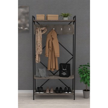 Armoire d'entrée grise Navis avec portemanteau et étagère