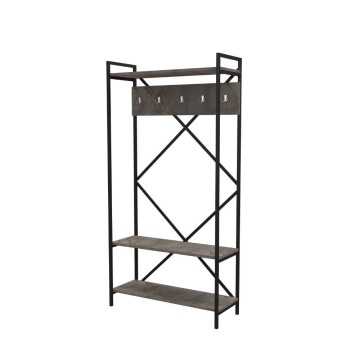 Armoire d'entrée grise Navis avec portemanteau et étagère