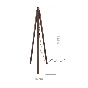 Lampadaire déco MDL3008 tripode bois noyer foncé