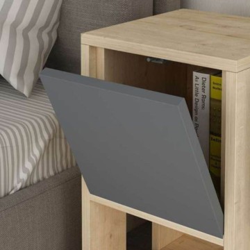 Table de chevet Ema chêne et anthracite porte abattante 30x30x55h