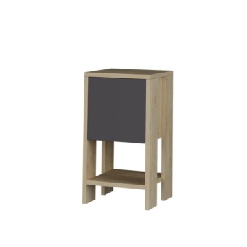 Table de chevet Ema chêne et anthracite porte abattante 30x30x55h